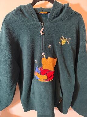 Disney Dark Green Fleece Pullover with Winnie the Pooh Applique